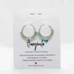 GENERICO - Aros / Argollas de plata 925 con piedra natural Amazonita.