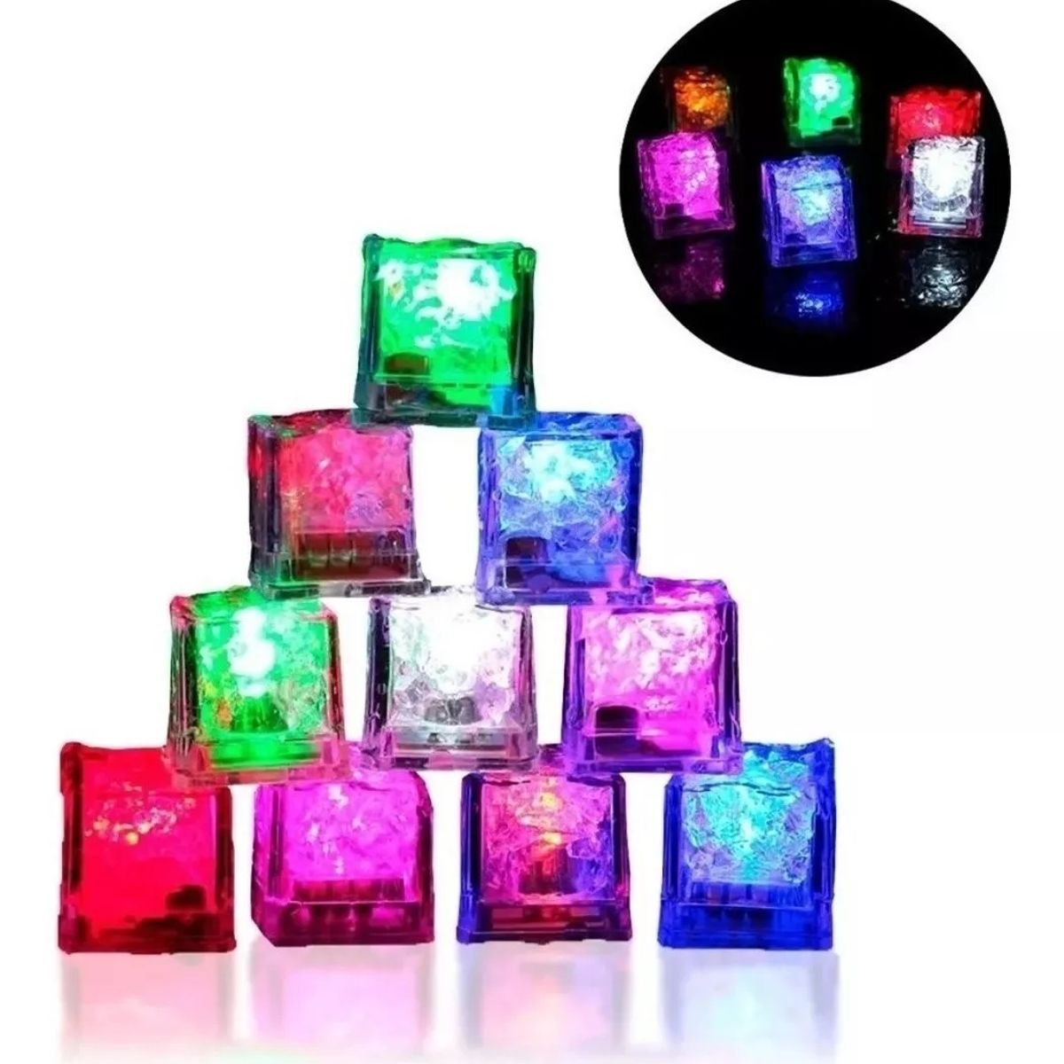 KUANGYE - 12 Cubos Hielo Led Luminosos Multicolor Fiesta Bebidas Boda