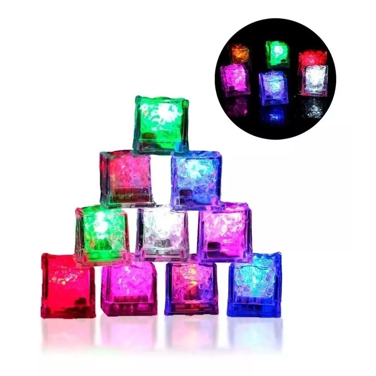 KUANGYE - 12 Cubos Hielo Led Luminosos Multicolor Fiesta Bebidas Boda