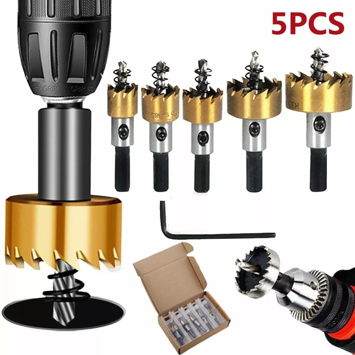 KUANGYE - Brocas Taladro Sierra Hss Acero Inoxi 16 18,5 20 25 30mm 5pcs