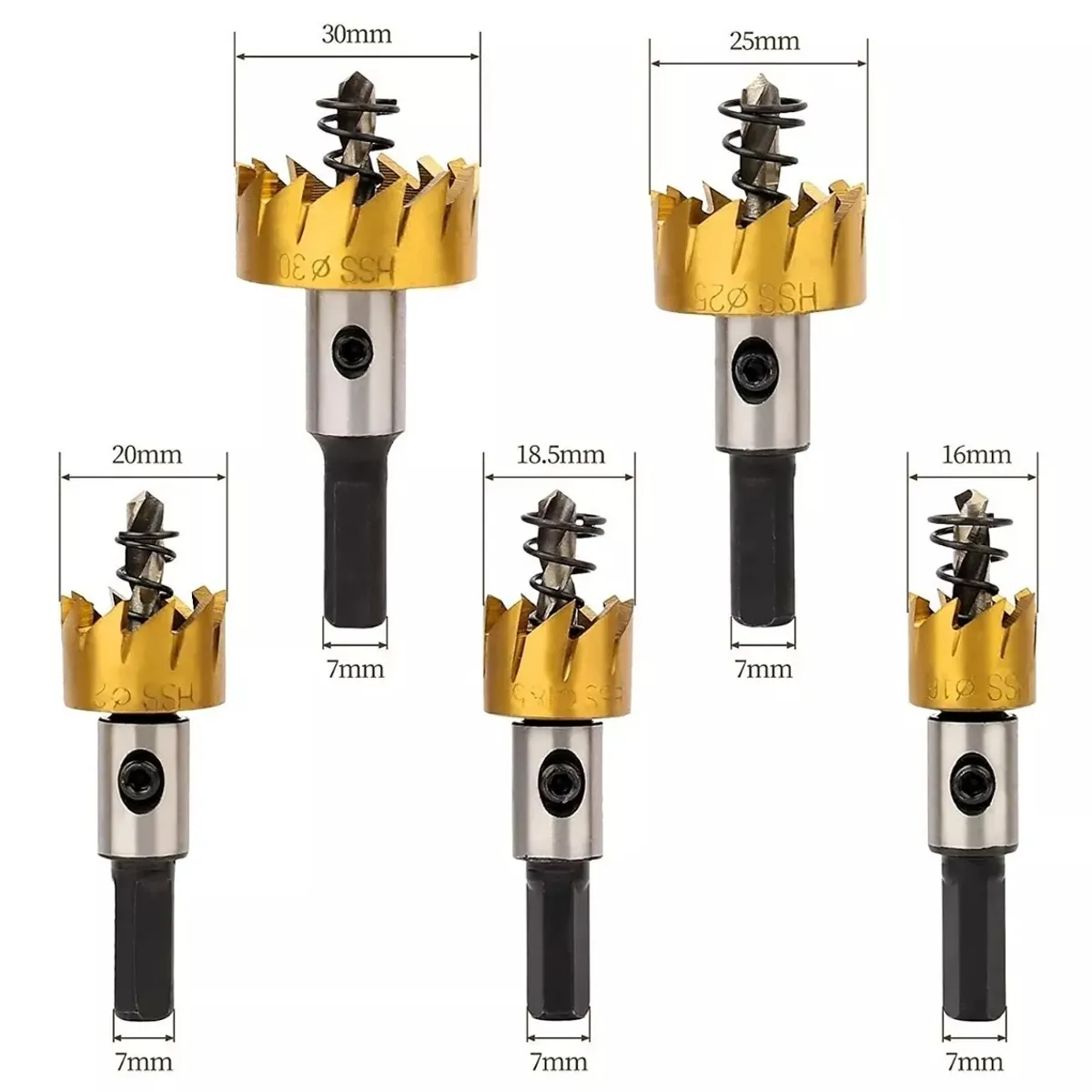 KUANGYE - Brocas Taladro Sierra Hss Acero Inoxi 16 18,5 20 25 30mm 5pcs