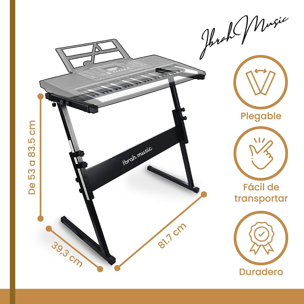 IBRAH - Atril Teclado Ibrah Music Ajustable Universal