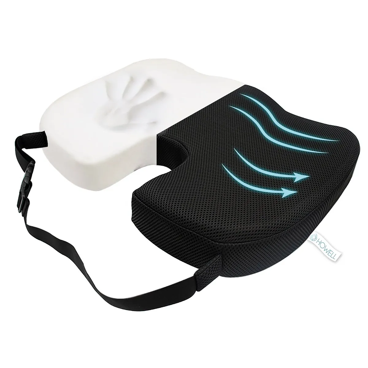 HOWELL - Cojín Lumbar Ortopédico Viscoelástico Howell Asiento