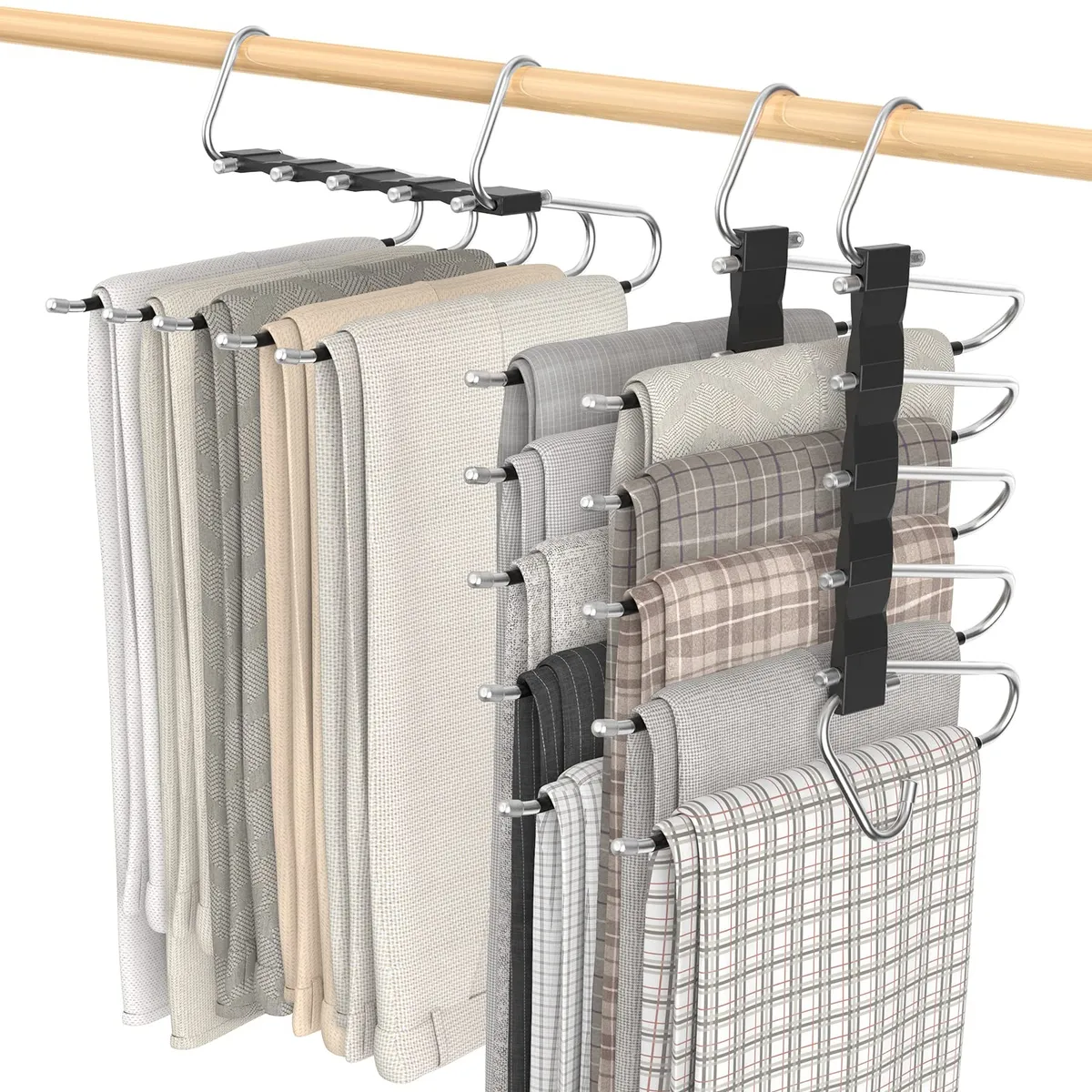 EVERSO - Pack 2 Colgador Percha Mágico Plegable Pantalon 6 En 1