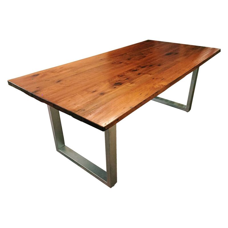 NOWU HOGAR - Mesa Comedor Roble Fierro Metalizada 160x90