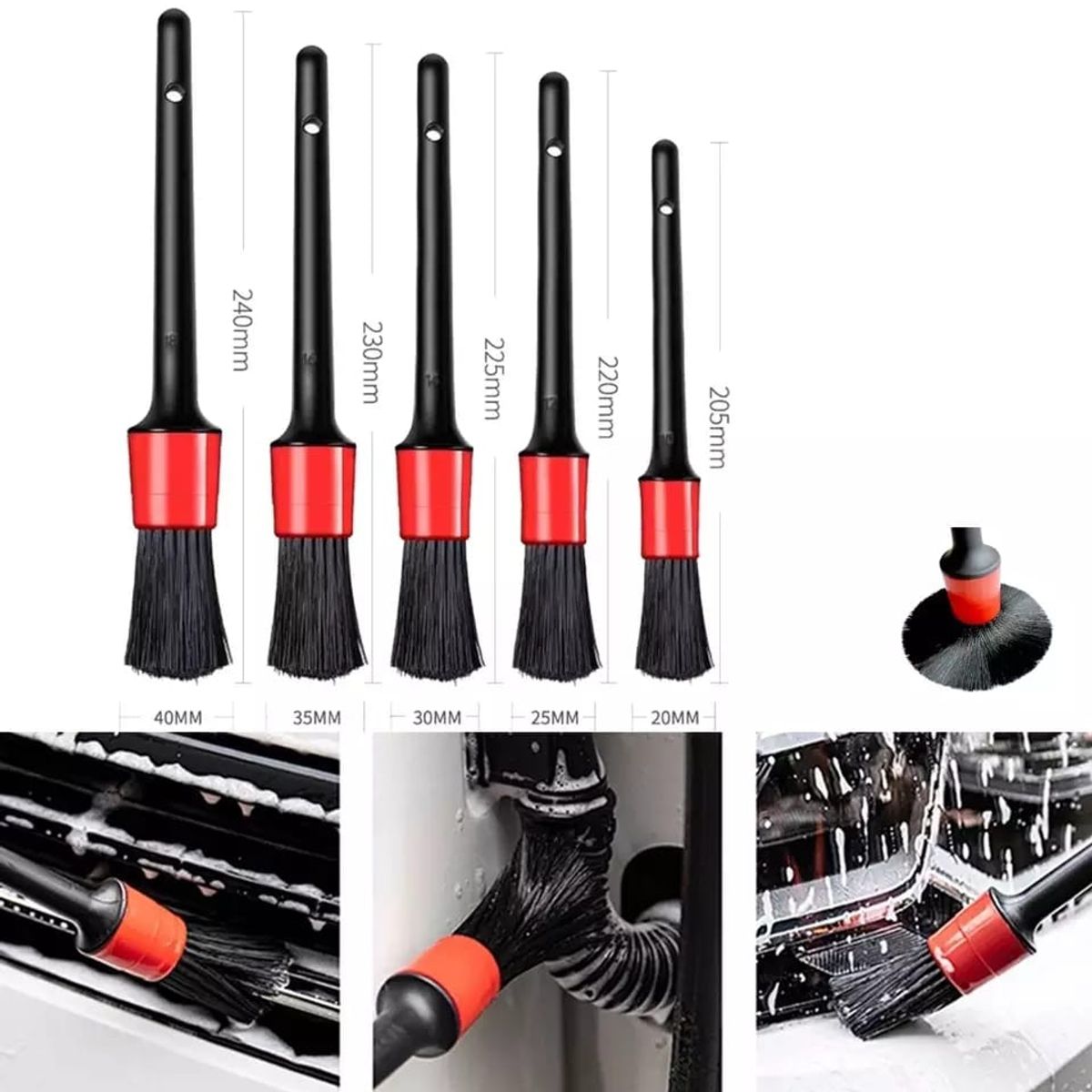 GENERICO - SET 5 PINCELES BROCHAS LIMPIEZA DETALLADA DETAILING