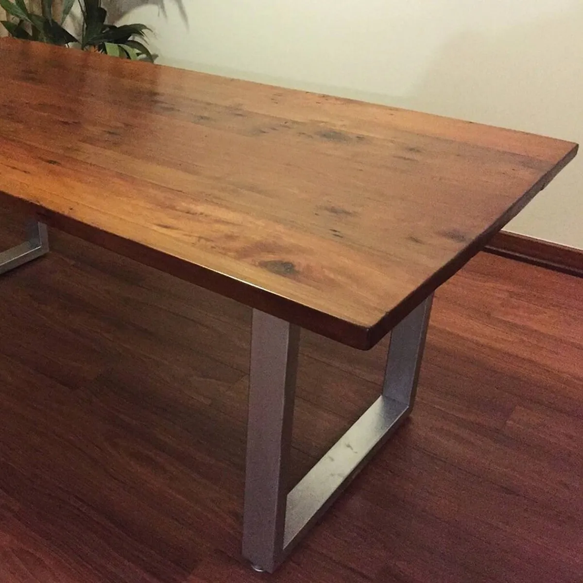 NOWU HOGAR - Mesa Comedor Roble Fierro Metalizada 240x100