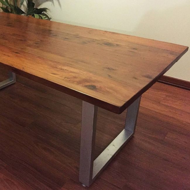 NOWU HOGAR - Mesa Comedor Roble Fierro Metalizada 240x100