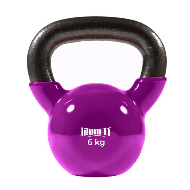 CITYSHOP - Kettlebell Ironfit 6 Kg Morado Hierro fundido con recubrimiento de vinilo.