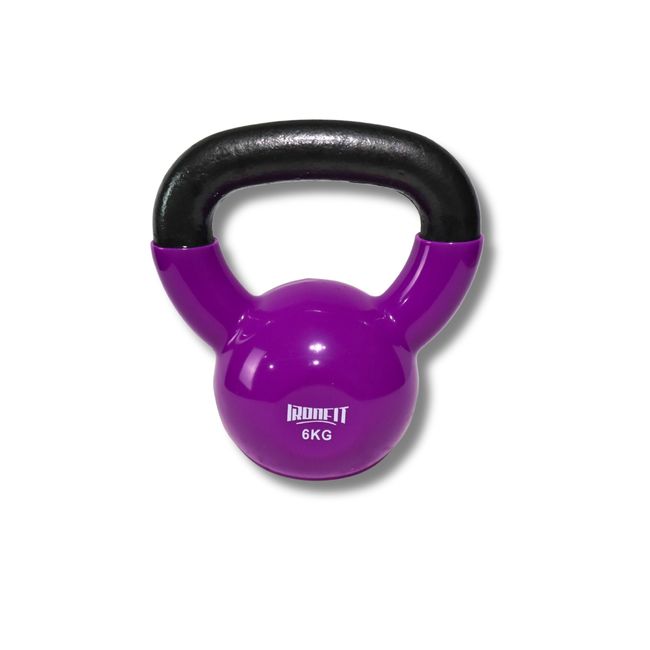 CITYSHOP - Kettlebell Ironfit 6 Kg Morado Hierro fundido con recubrimiento de vinilo.