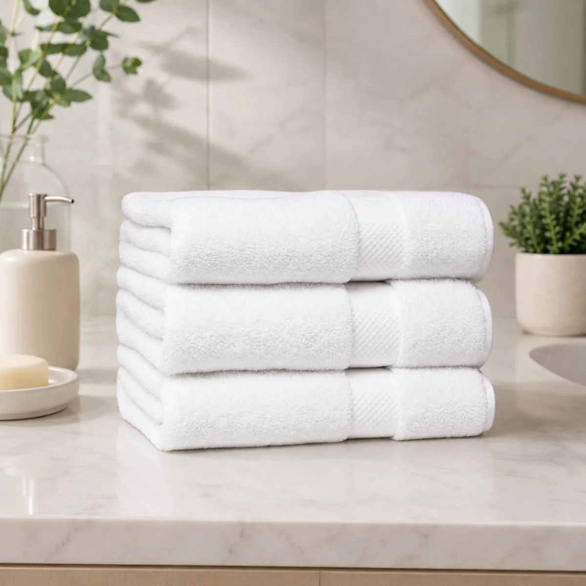 GENERICO - Toalla Blanca De Ducha De Algodon De 70x140 Cm