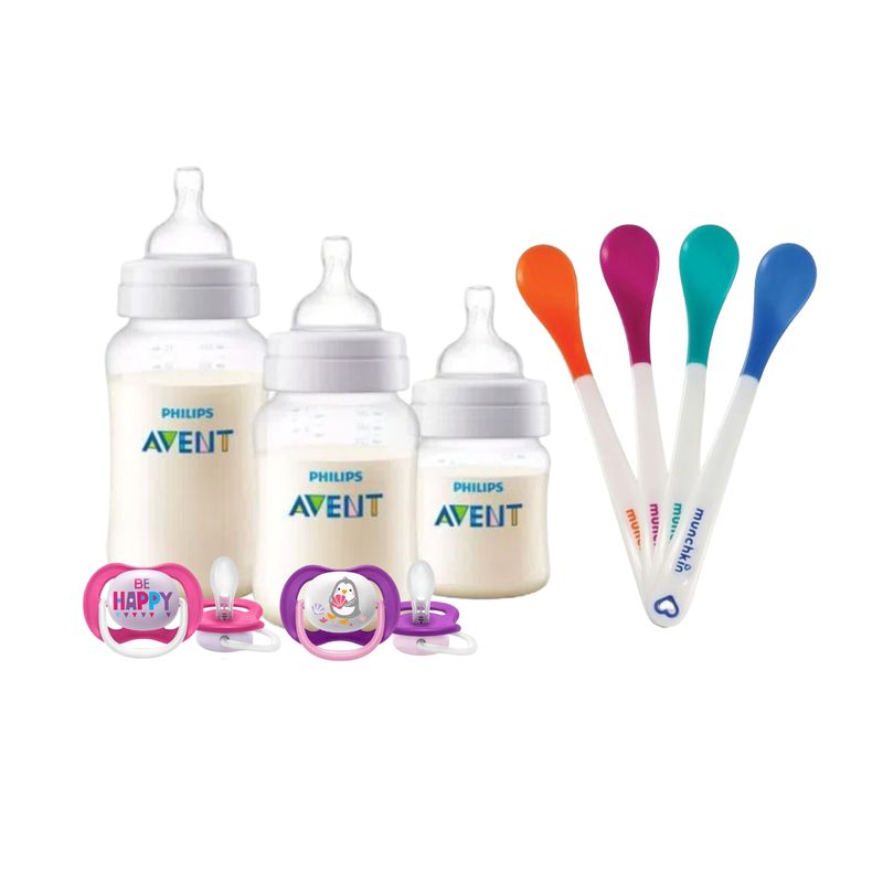 AVENT - Set Avent 9pzs mamaderas-cucharas-chupetes Pinguino