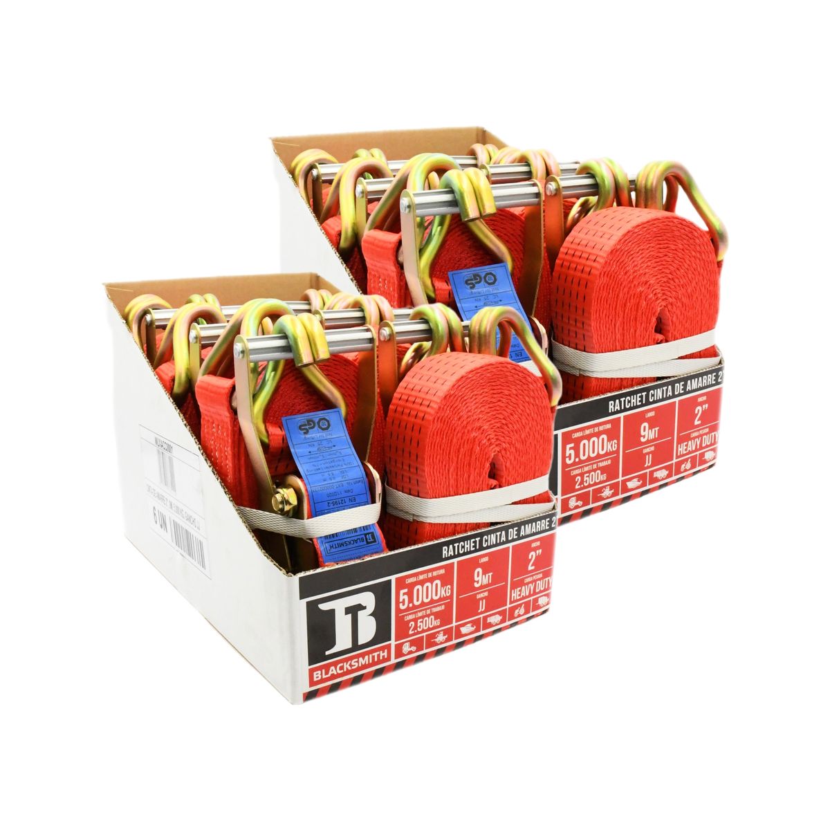BLACKSMITH - Pack 12 Un Eslingas De Amarre 9mts, Límite De Carga 5.000 Kg