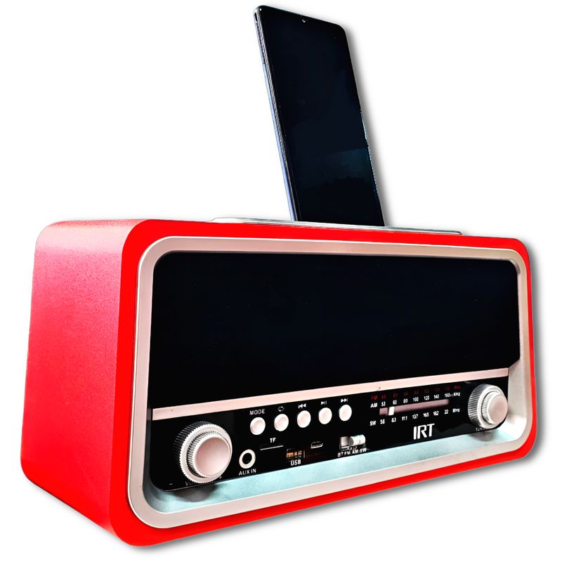 IRT - Radio Retro Vintage IRT Bluetooth /AM /FM Recargable RETRO06 - Rojo
