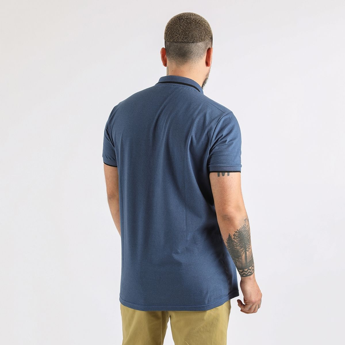 GANGSTER - Polera Cuello Destroy Azul Gangster