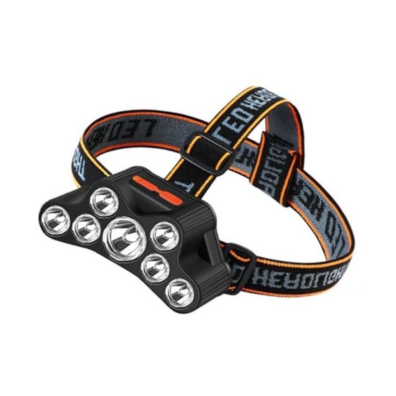 GENERICO - Linterna frontal 7 LED Rec. USB impermeable