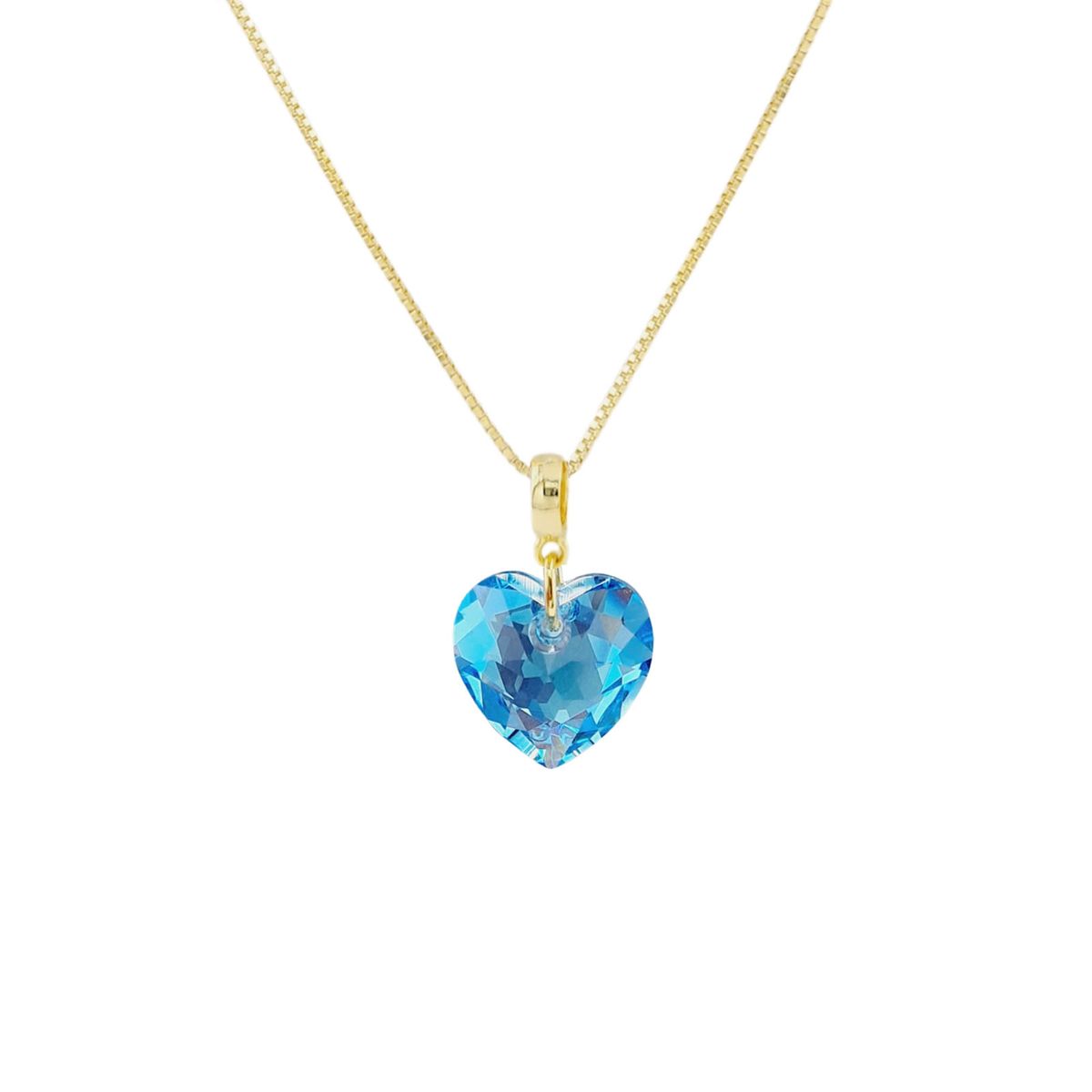 JOYAS MONTERO - Collar Amor Gold 24K creado con cristales de Swarovski® Aquamarine
