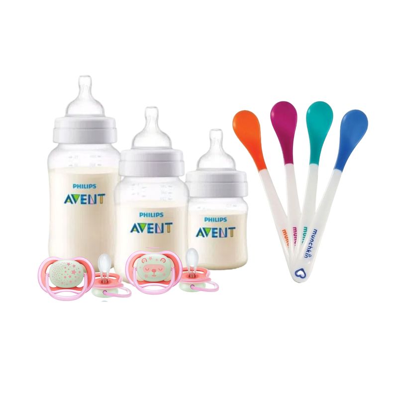 AVENT - Set Avent 9pzs mamaderas-cucharas-chupetes Nocturnos