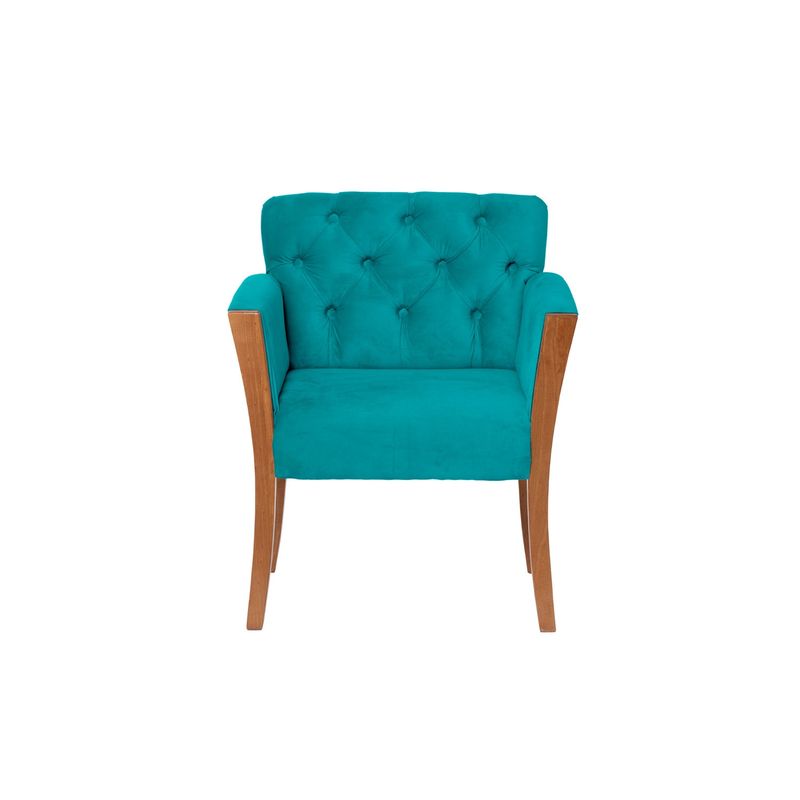 LATAM HOME - Sitial Latam Home Kiel Turquesa Capitoné Patas De Madera