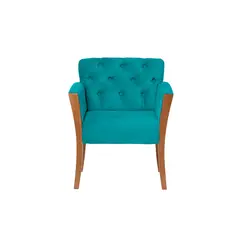 LATAM HOME - Sitial Kiel Turquesa Capitoné Patas De Madera
