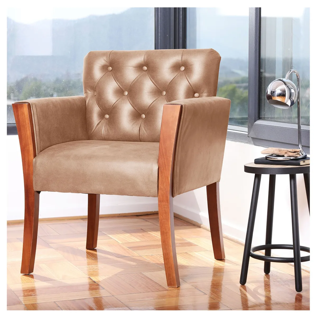 LATAM HOME - Sitial Latam Home Kiel Capitoné Beige Cuero