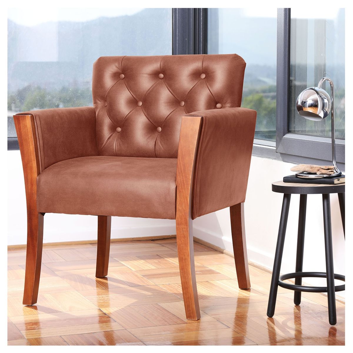 LATAM HOME - Sitial Kiel Capitoné Cuero Kentucky Café Claro