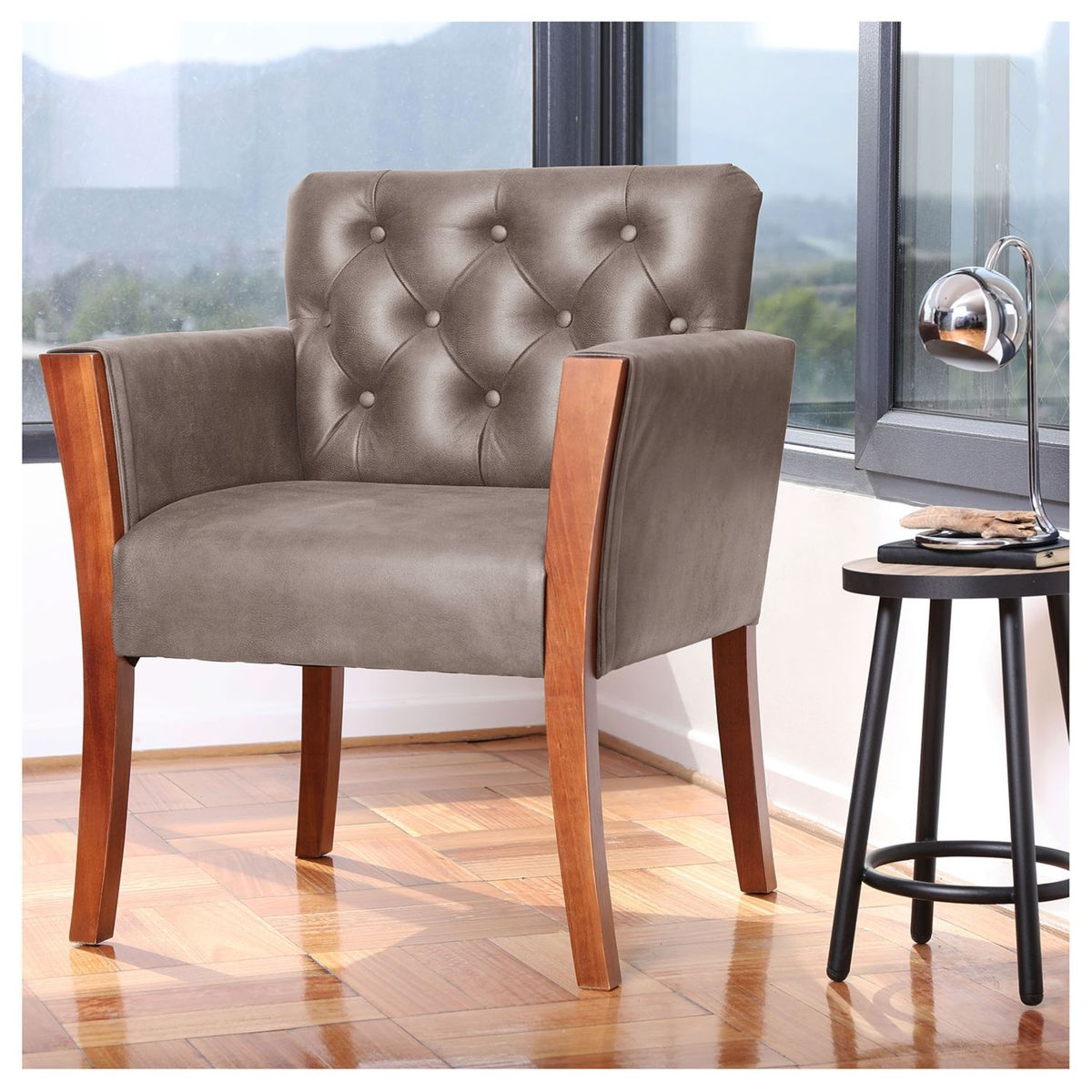 LATAM HOME - Sitial Latam Home Kiel Capitoné Cuero Gris