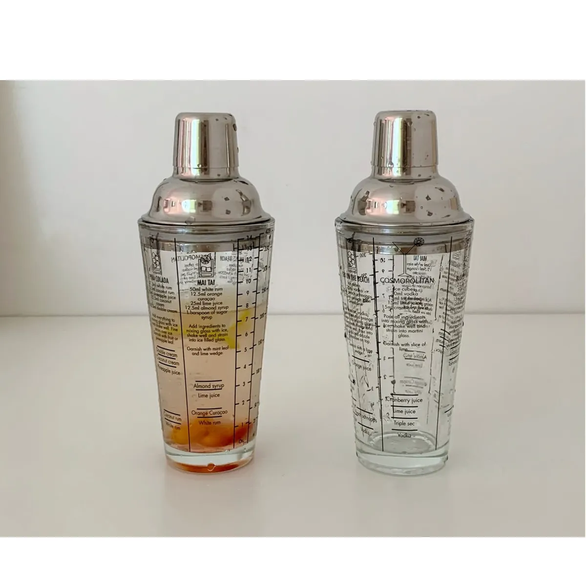 GENERICO - COCTELERA DE 450ML CON RECETAS IMPRESAS TRAGOS TRANSPARENTE