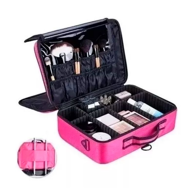 GENERICO - Maleta De Maquillaje De Mano Portatil Fucsia