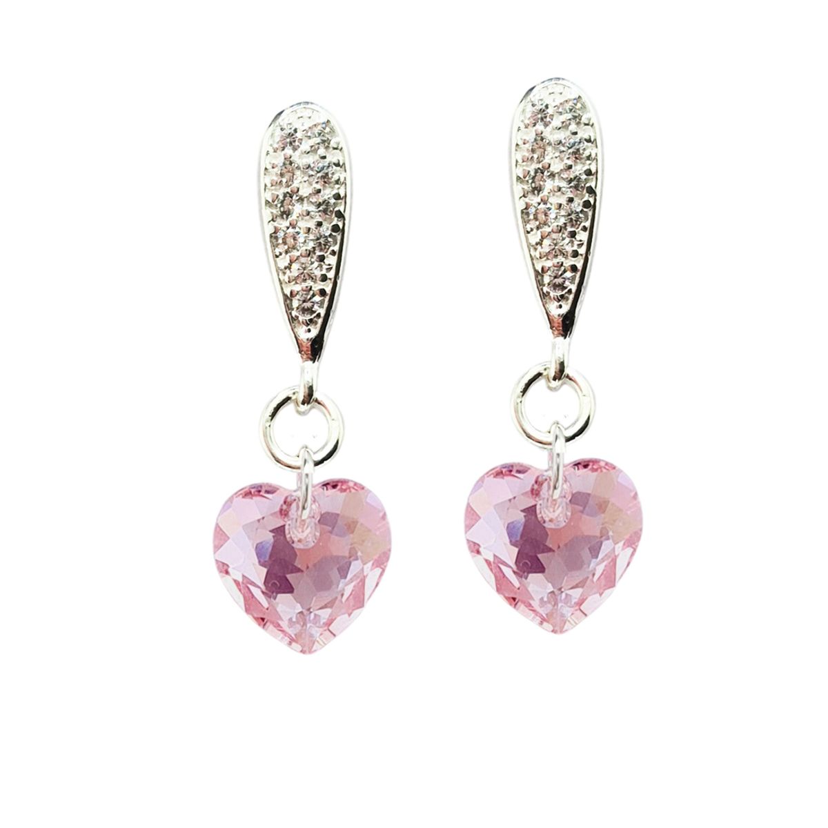 JOYAS MONTERO - Aros Amor Baño Oro Blanco creado con cristales de Swarovski® Rose