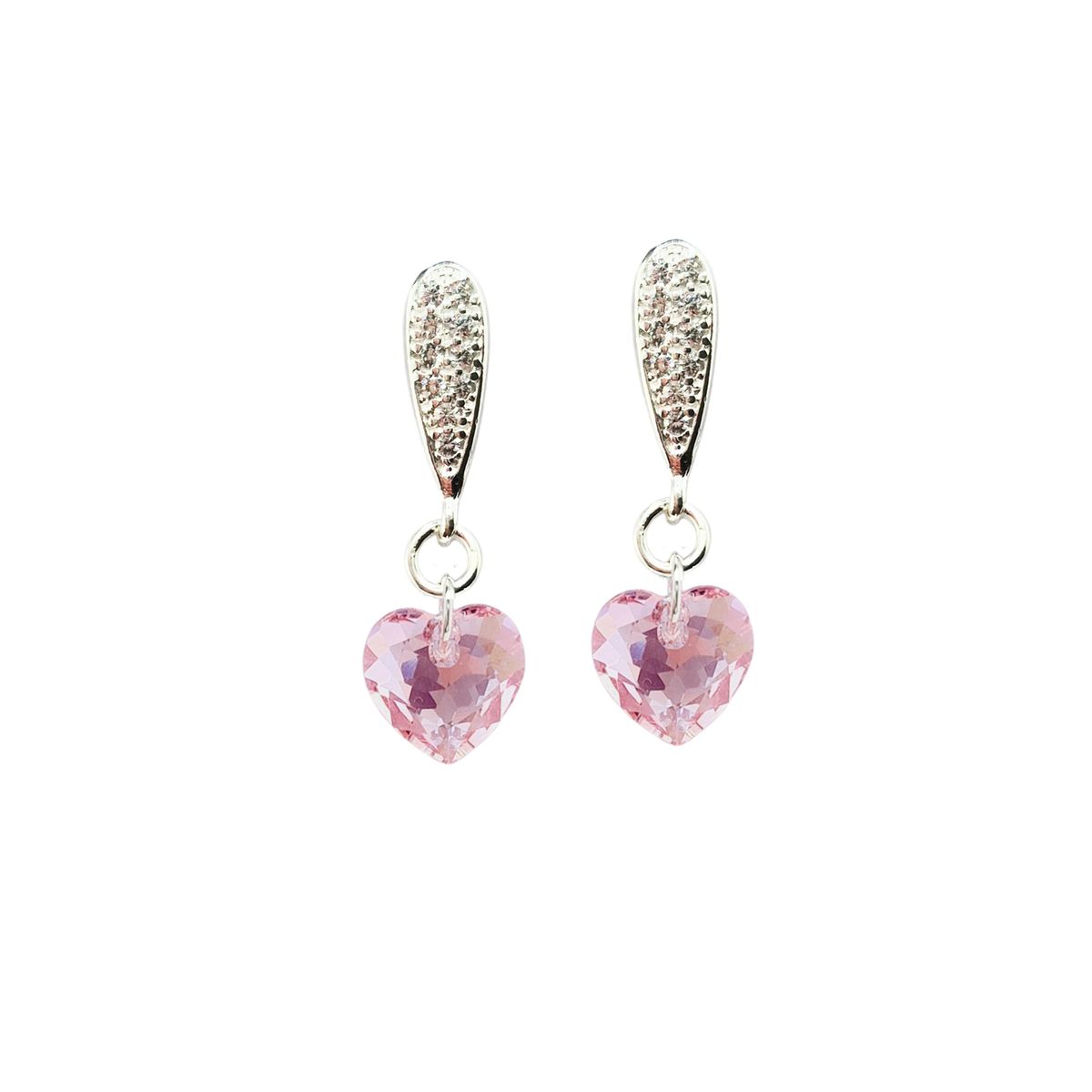 JOYAS MONTERO - Aros Amor Baño Oro Blanco creado con cristales de Swarovski® Rose