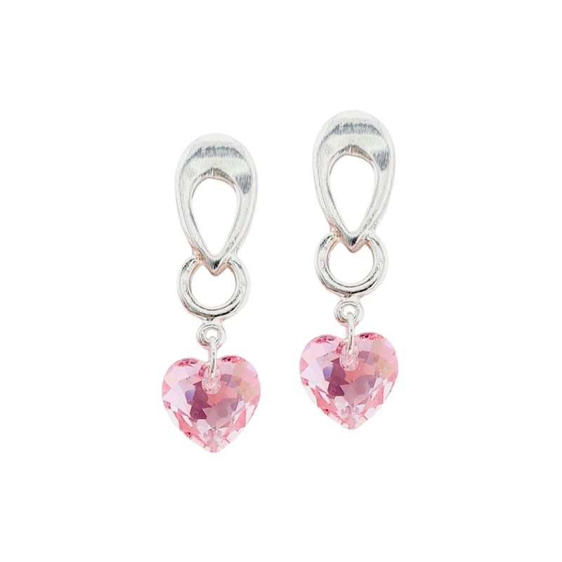 JOYAS MONTERO - Aros Amor Baño de Oro Blanco Cristal Genuino Rose Shimmer
