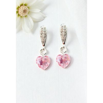 Imagen 2 del producto Aros Amor Baño Oro Blanco creado con cristales de Swarovski® Rose
