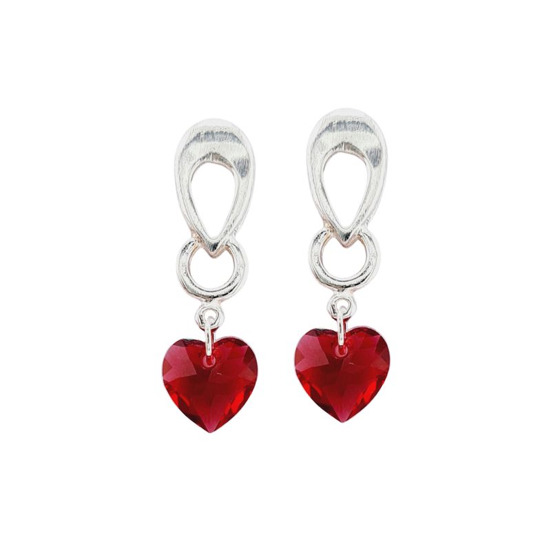 JOYAS MONTERO - Aros Amor Baño de Oro Blanco Cristal Genuino Siam Shimmer