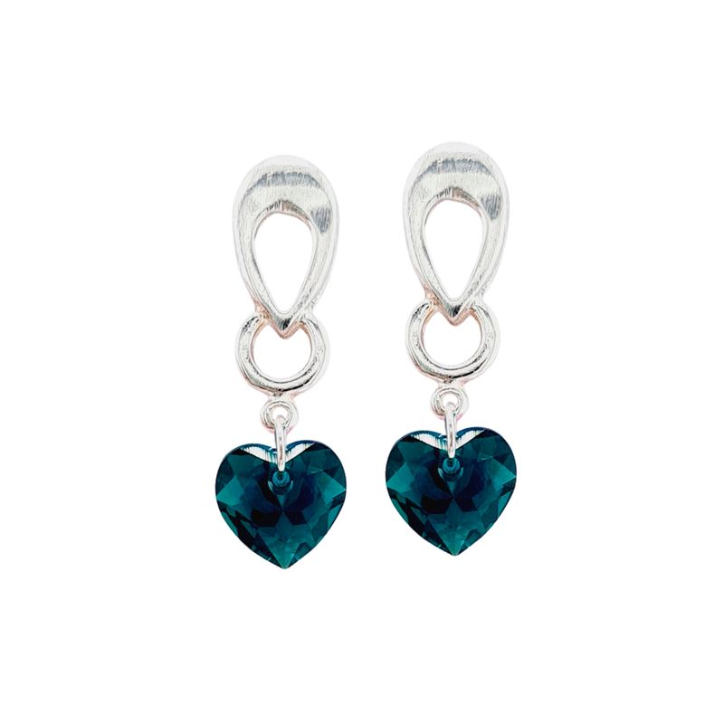 JOYAS MONTERO - Aros Amor Baño de Oro Blanco Cristal Genuino Emerald Shimmer