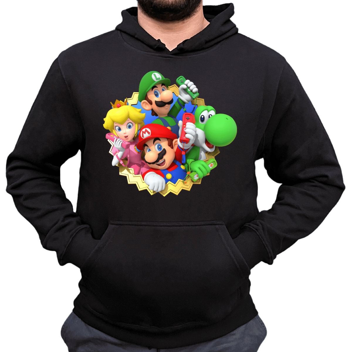 GENERICO - Poleron Canguro Con Capucha Estampado - Mario Bross 3
