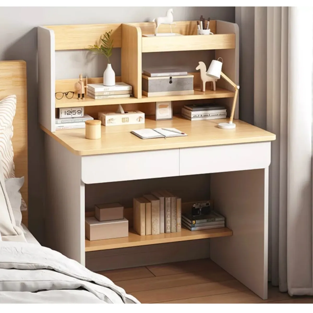 HOMER DESIGN - Escritorio Con Cajones Estanteria Para Libros Y Organizador 80x45x115