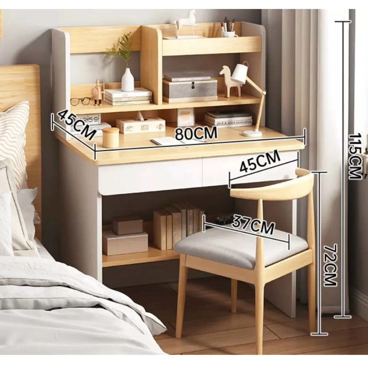 HOMER DESIGN - Escritorio Con Cajones Estanteria Para Libros Y Organizador 80x45x115