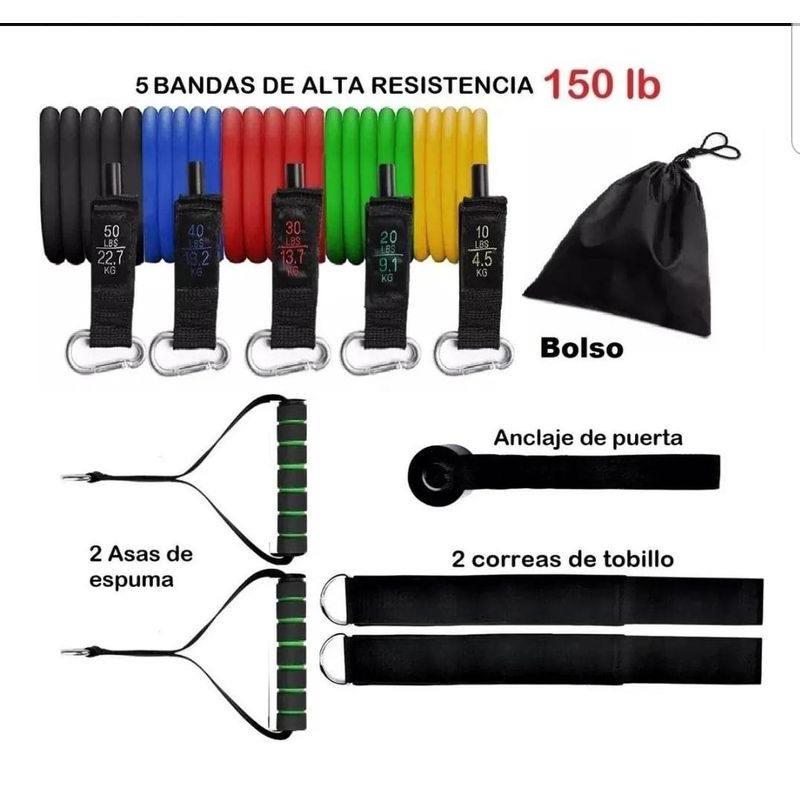 GENERICO - Set Bandas Elasticas 150 Lbs Libras Alta Resistencia Latex…