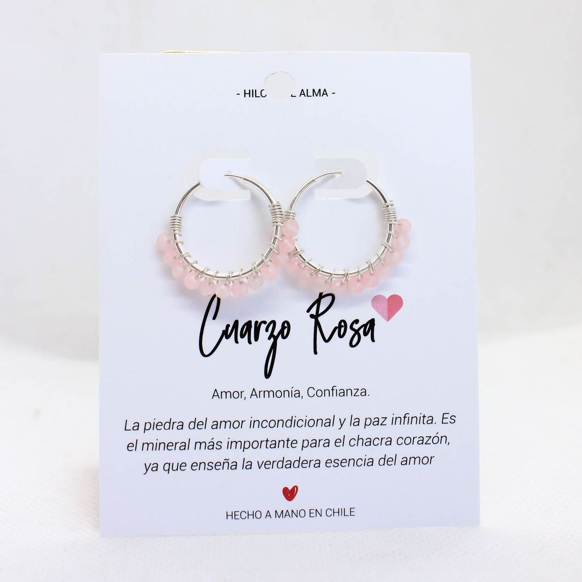 GENERICO - Aros / Argollas de plata 925 con piedra natural Cuarzo Rosa.