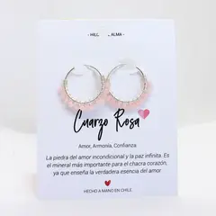 GENERICO - Aros / Argollas de plata 925 con piedra natural Cuarzo Rosa.
