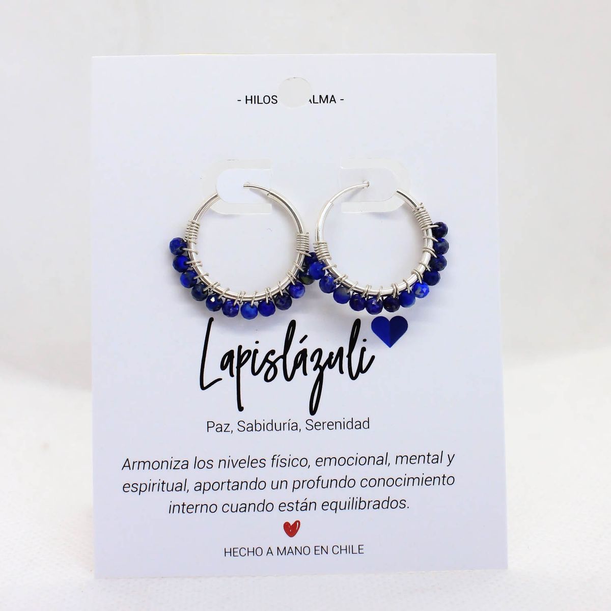 GENERICO - Aros / Argollas de plata 925 con piedra natural Lapislázuli