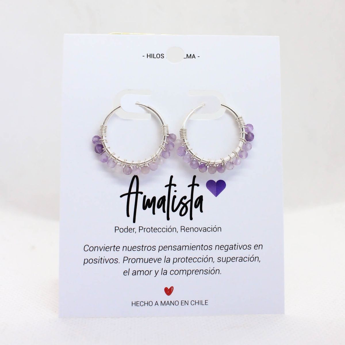 GENERICO - Aros / Argollas de plata 925 con piedra natural Amatista