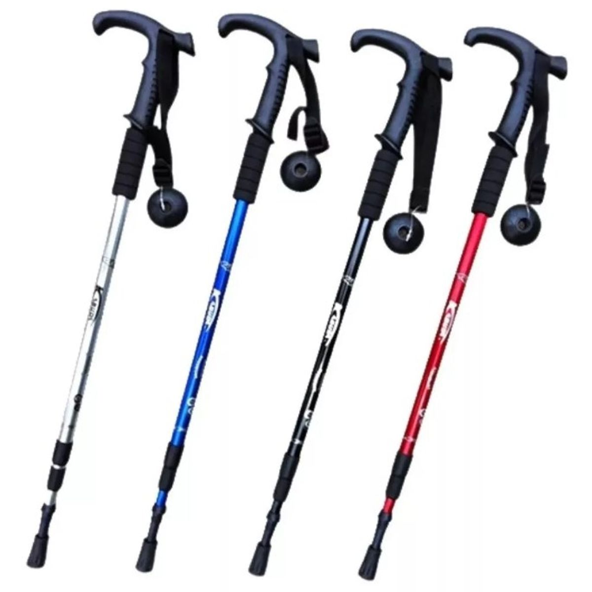 IRM - Bastón Senderismo Trekking 3 Tramos Regulable Mango Rojo