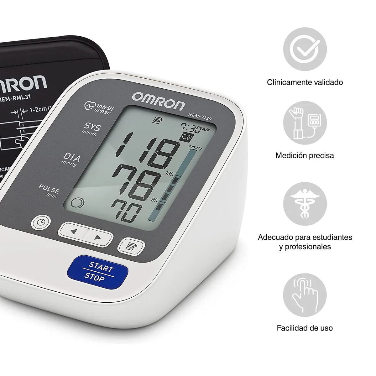 OMRON - OMRON - Medidor Presion Arterial Digital Modelo 7130 con Tecnología IntelliSense Adulto y Pediátrico