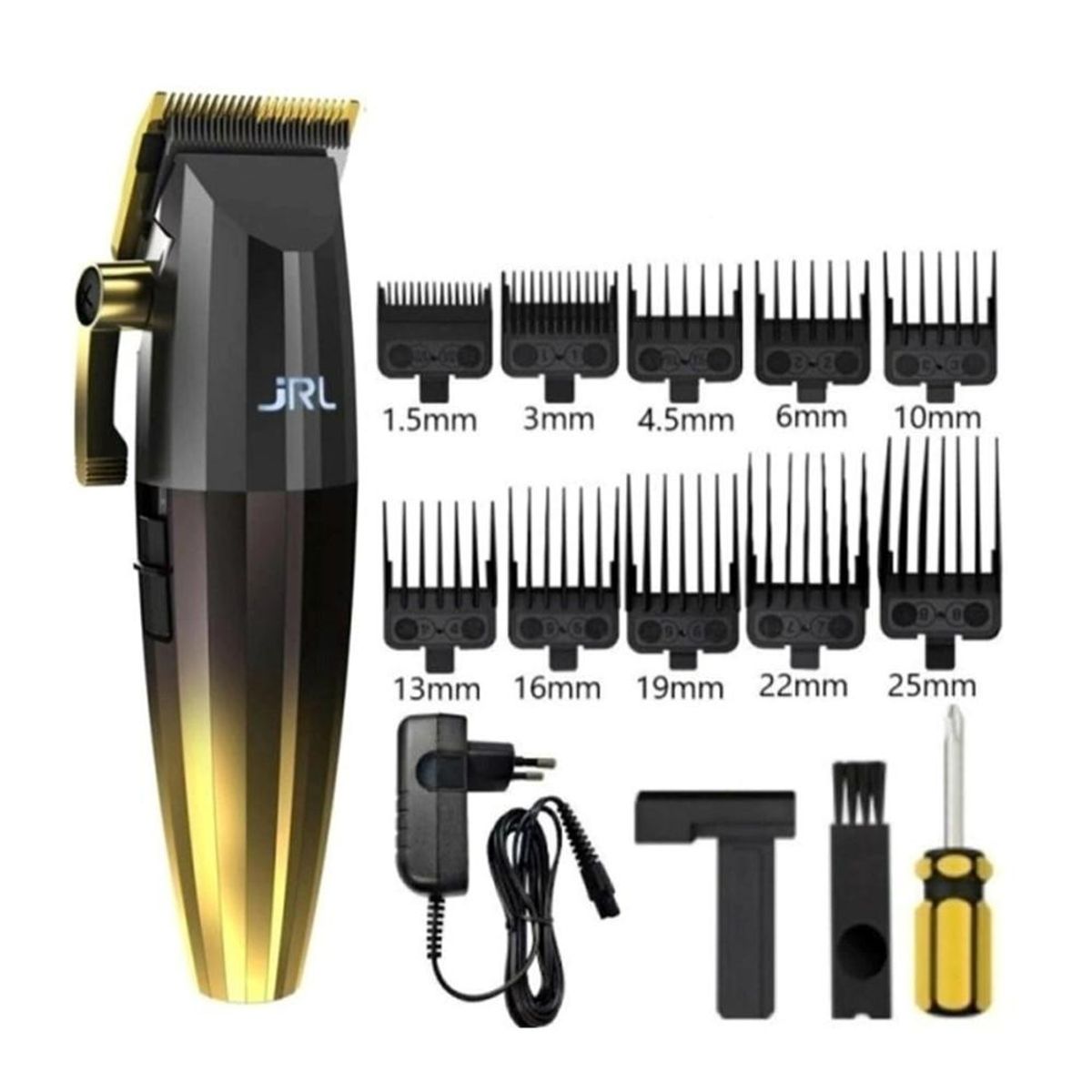 JRL PROFESSIONAL - Combo JRL Clipper Trimmer Y Base de Carga Gold Edicion