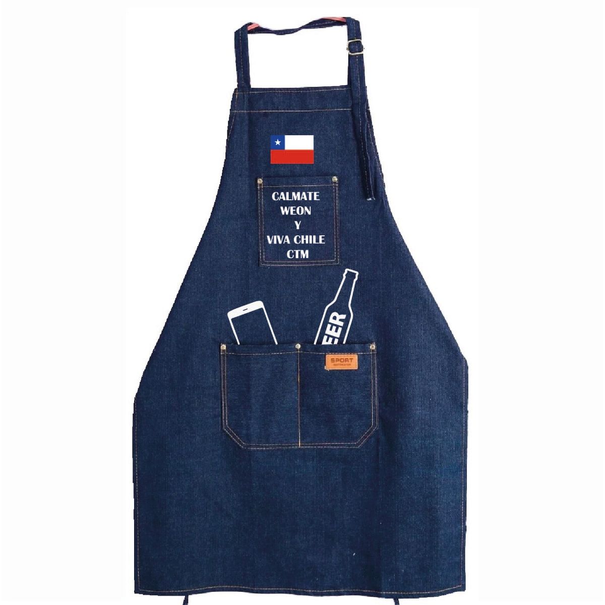 GENERICO - Pechera Delantal Mandil Mezclilla Estampado VIVA CHILE