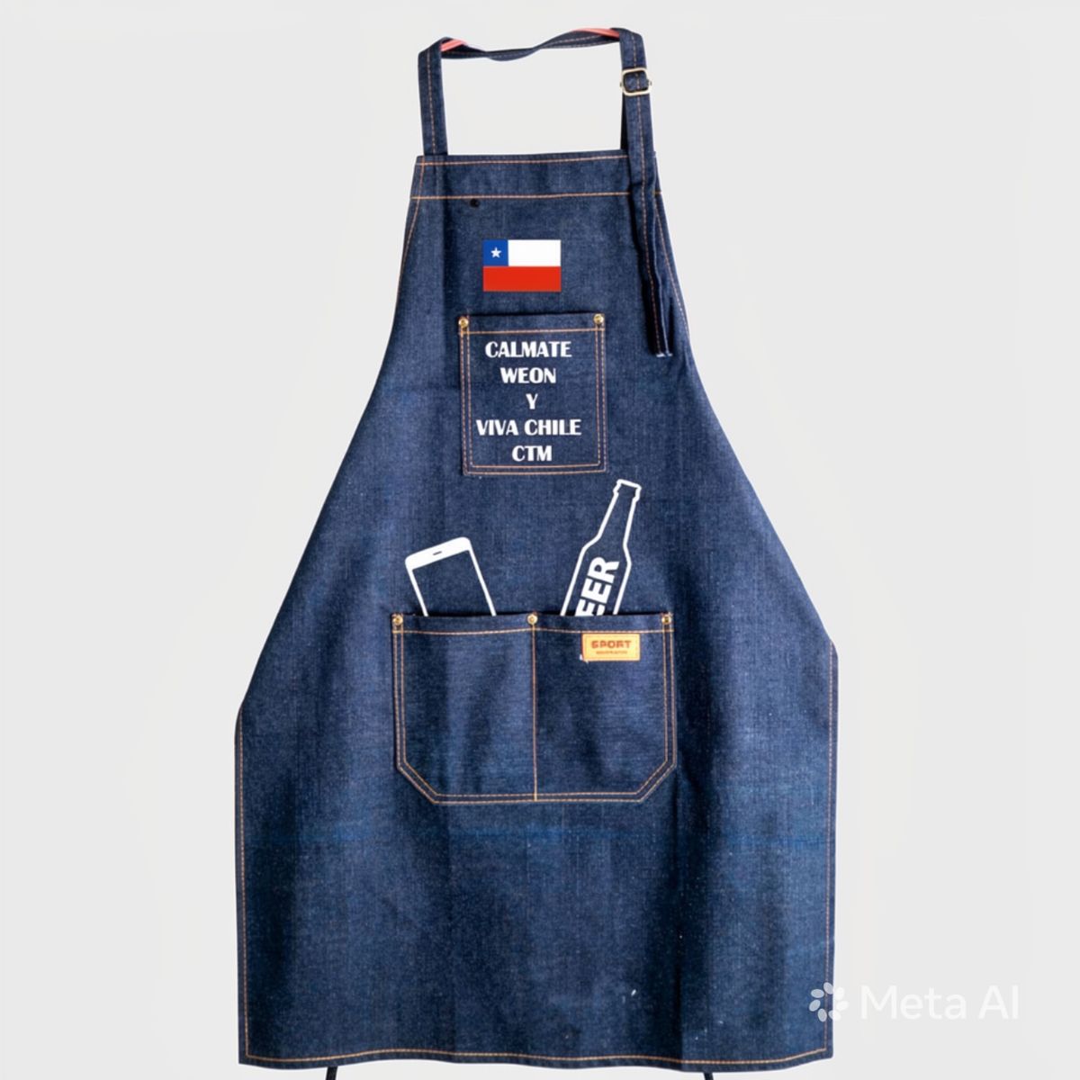 GENERICO - Pechera Delantal Mandil Mezclilla Estampado VIVA CHILE