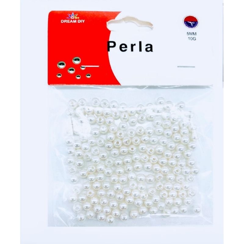 A - Perlas  de color blanco de 5mm para manualidades y bisutería