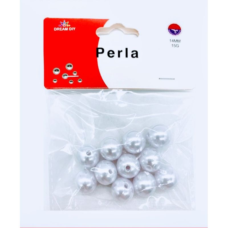 A - Perlas de color gris de 12mm para manualidades y bisutería